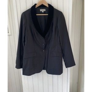 Rickie Freeman Teri Jon Sz 14 Evening Jacket Blazer Tuxedo Black Silk Wool